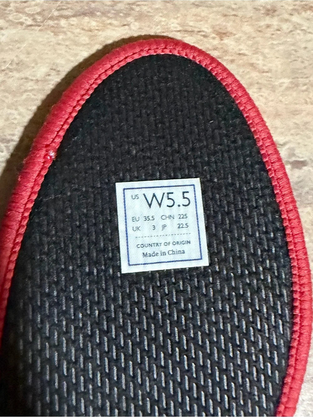 Rothy’s Grey Knit Ballet Flats with Red Insole and Blue Trim